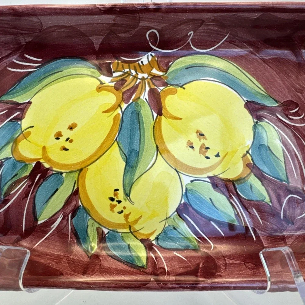 Ravello‎ Ceramiche lemons Serving Dish Tray Hand Painted Made in Italy 12in
